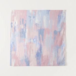 Abstract Blush and Blue Paint Strokes Tapestry