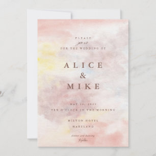 Abstract Blush and Yellow Watercolor Background In Invitation