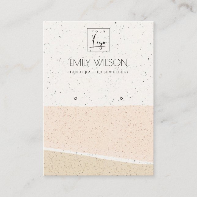 ABSTRACT BLUSH CERAMIC WAVES EARRING DISPLAY LOGO BUSINESS CARD (Front)