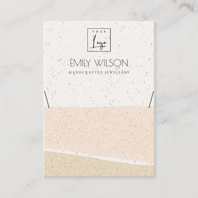 ABSTRACT BLUSH CERAMIC WAVES NECKLACE DISPLAY LOGO BUSINESS CARD (Front)