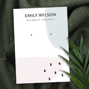 ABSTRACT BLUSH DUSKY BLUE STUD EARRING DISPLAY BUSINESS CARD