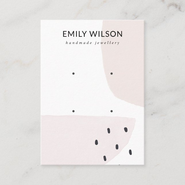 ABSTRACT BLUSH DUSKY PINK STUD 2 EARRING DISPLAY  BUSINESS CARD (Front)