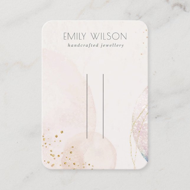Abstract Blush Gold Watercolor Hairpin Display Business Card (Front)