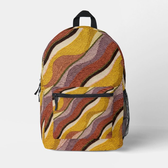 Abstract Blush Olive Terracotta Dune Backpack (Front)