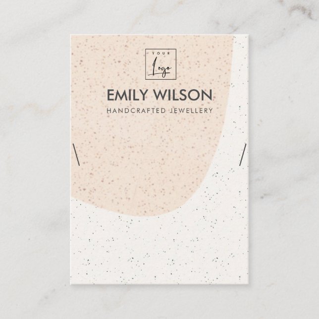 ABSTRACT BLUSH PEACH CERAMIC NECKLACE DISPLAY LOGO BUSINESS CARD (Front)