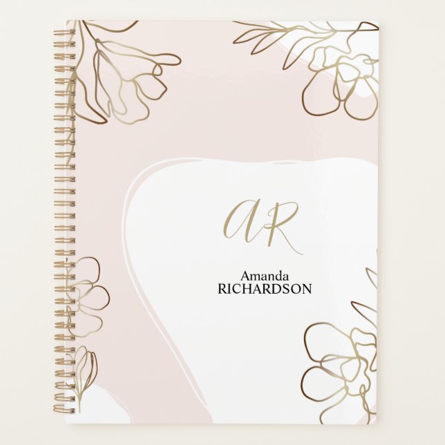 Abstract Blush Pink and Gold Planner (Front)