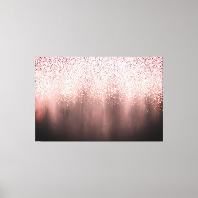 Abstract Blush Pink Black Ombre Glitter Painting Canvas Print (Front)