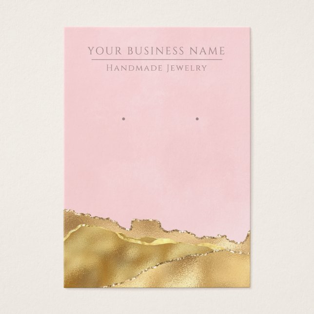 Abstract Blush Pink Gold Earring Display Cards (Front)