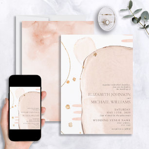 Abstract Blush Pink & Gold Foil Modern Wedding Invitation