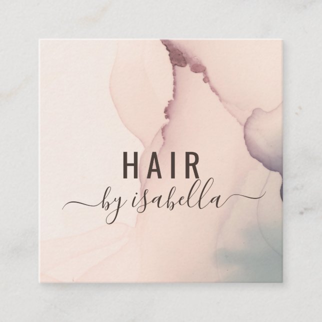 Abstract Blush Pink Hair Stylist  Square Business Card (Front)