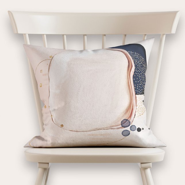 Abstract Blush Pink Navy Blue Gold Modern Cushion (Creator Uploaded)