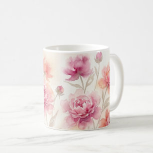 Abstract Blush Pink Peonies Watercolor Painting Coffee Mug