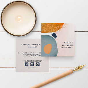 Abstract Blush Pink Terra Cotta Navy Social Media Square Business Card