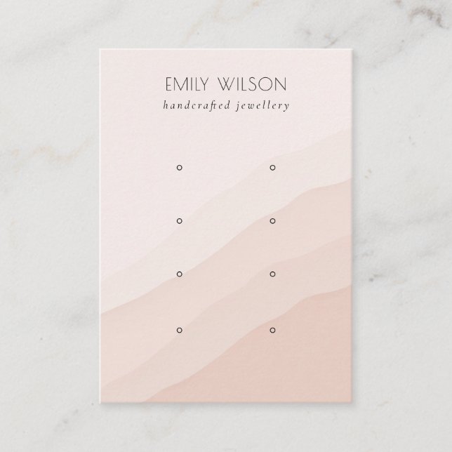 Abstract Blush Pink Waves 4 Stud Earring Display Business Card (Front)