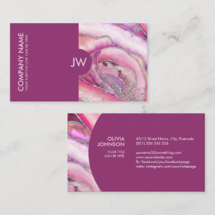 Abstract Blush Rose Alcoholic ink and Silver Business Card