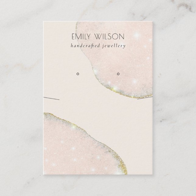 Abstract Blush Rose Gold Necklace Earring Display Business Card (Front)
