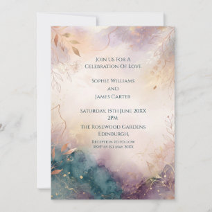 Abstract Blush Teal Wedding Invitation