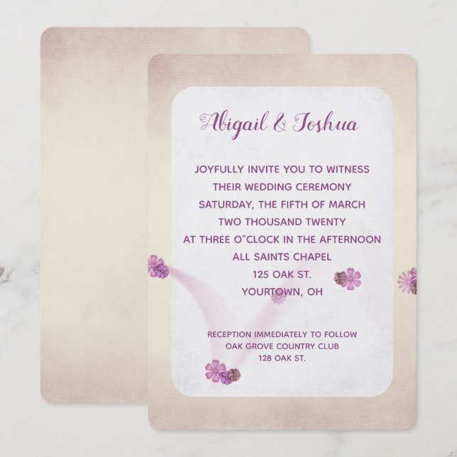 abstract blush texture wedding invitation (Front/Back)