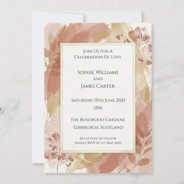 Abstract Blush Wedding Invitation (Front)