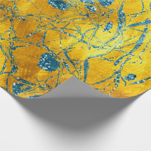 Abstract Body Nature Cells Gold Blue Ocean Wrapping Paper