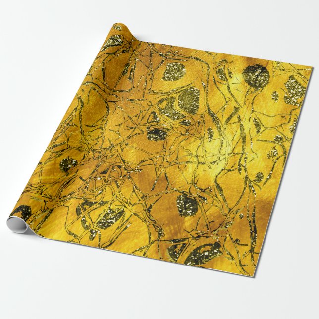 Abstract Body Nature Cells Gold Mint Green Wrapping Paper (Unrolled)