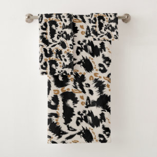 Abstract Bohemian African Leopard Pattern Bath Towel Set