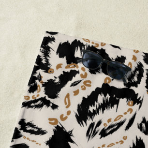 Abstract Bohemian African Leopard Pattern Beach Towel