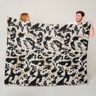 Abstract Bohemian African Leopard Pattern Fleece Blanket