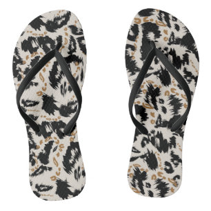 Abstract Bohemian African Leopard Pattern Flip Flops