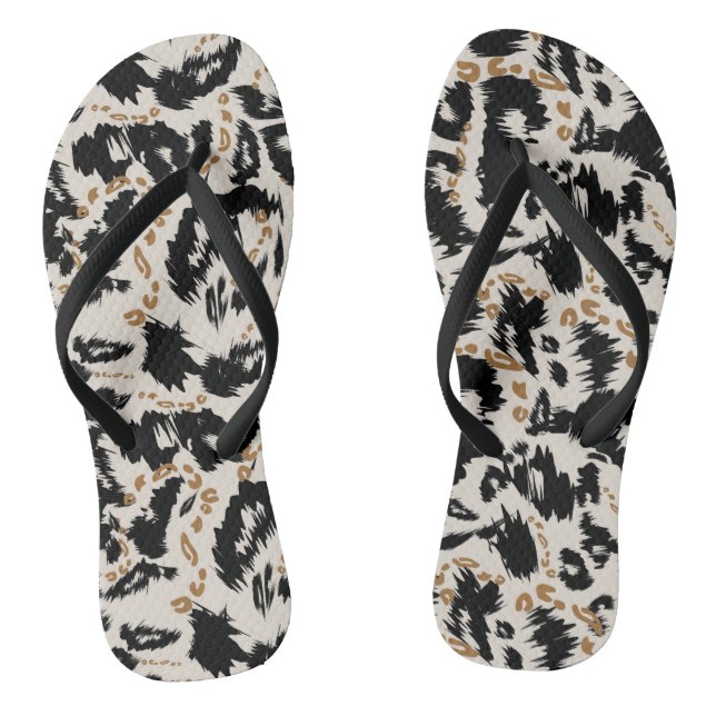 Abstract Bohemian African Leopard Pattern  Flip Flops (Footbed)