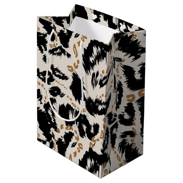 Abstract Bohemian African Leopard Pattern  Medium Gift Bag (Back Angled)