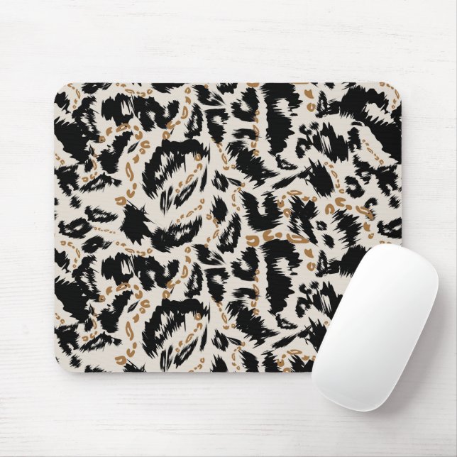 Abstract Bohemian African Leopard Pattern  Mouse Mat (With Mouse)