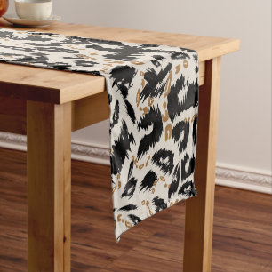 Abstract Bohemian African Leopard Pattern Short Table Runner