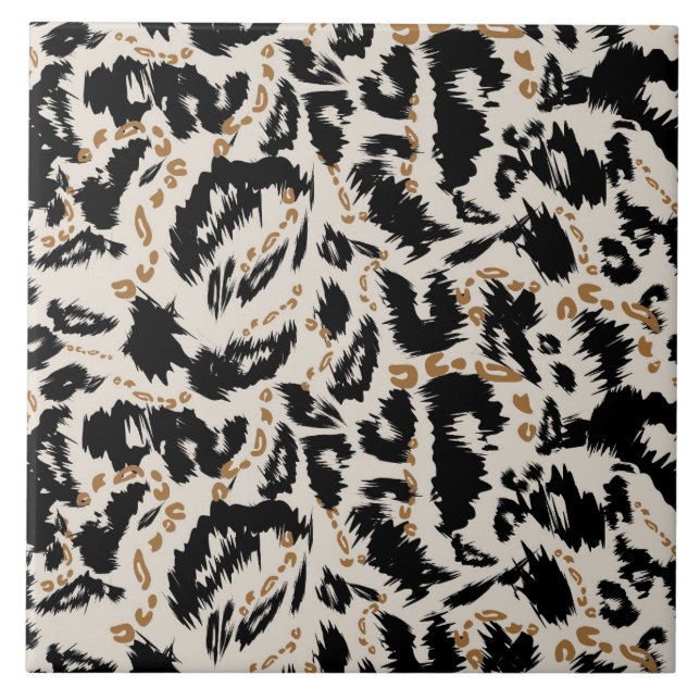 Abstract Bohemian African Leopard Pattern  Tile (Front)
