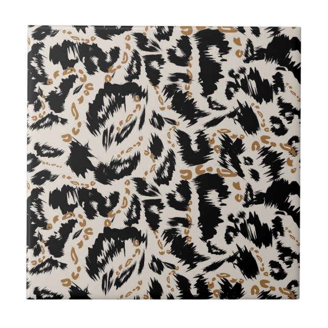 Abstract Bohemian African Leopard Pattern  Tile (Front)