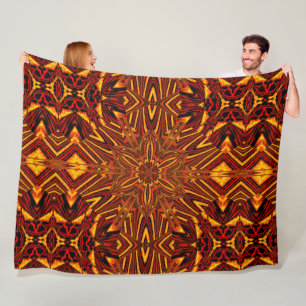 Abstract Bohemian Cymbidium Orchid Cosy Fleece Blanket