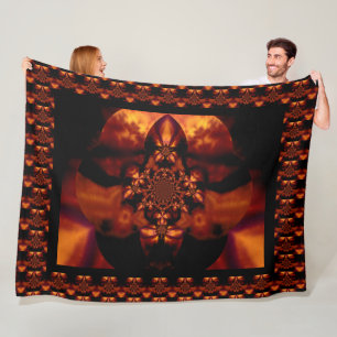 Abstract Bohemian Fire Orchid 1 Floral Pattern Fleece Blanket