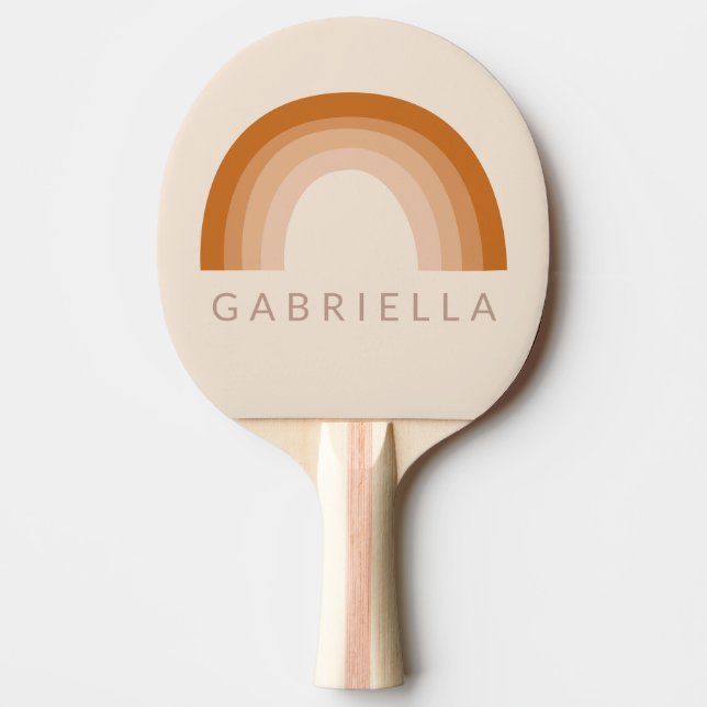 Abstract Boho 70s Rainbow Terracotta Personalised  Ping Pong Paddle (Front)