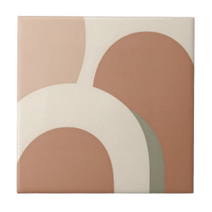 Abstract Boho Arch Earthy Minimalist Design Tile