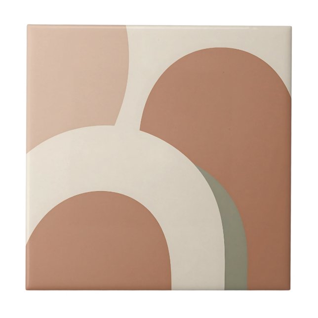Abstract Boho Arch Earthy Minimalist Design Tile (Front)