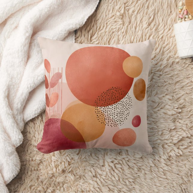 Abstract Boho Circles /Warm Terracotta Cushion (Blanket)