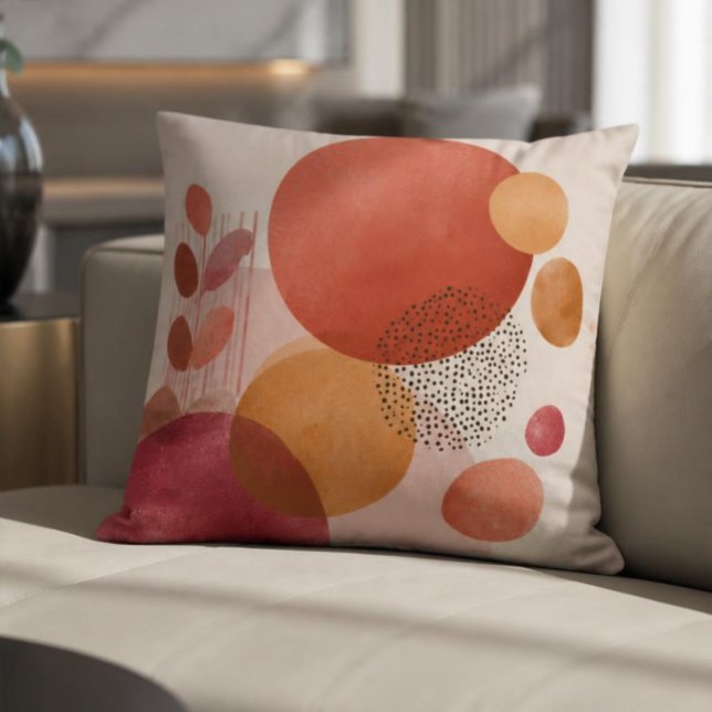 Abstract Boho Circles /Warm Terracotta Cushion (Creator Uploaded)