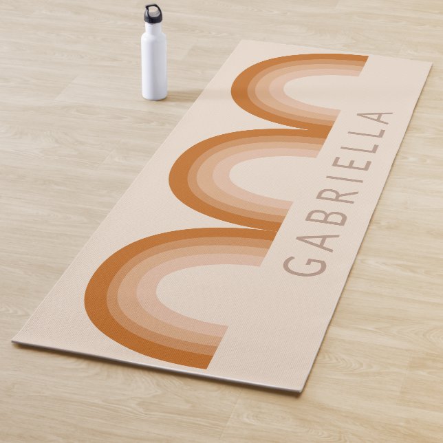 Abstract Boho Desert Rainbow Terracotta Monogram Yoga Mat (In Situ)