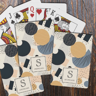 Abstract Boho Earthy Geometric Shapes Monogrammed Playing Cards