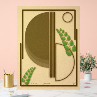 Abstract Boho Geometric Arch & Leaves Beige Textur Acrylic Sign