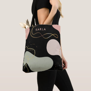 Abstract Boho Geometric Organic Shapes Pattern Tote Bag