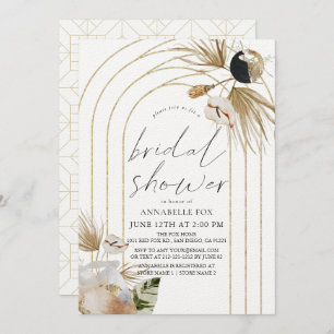 Abstract Boho Gold Arches Bridal Shower Invitation