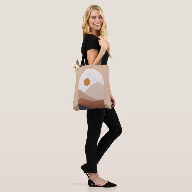 Abstract Boho Landscape, brown blue earth Tote Bag (On Model)