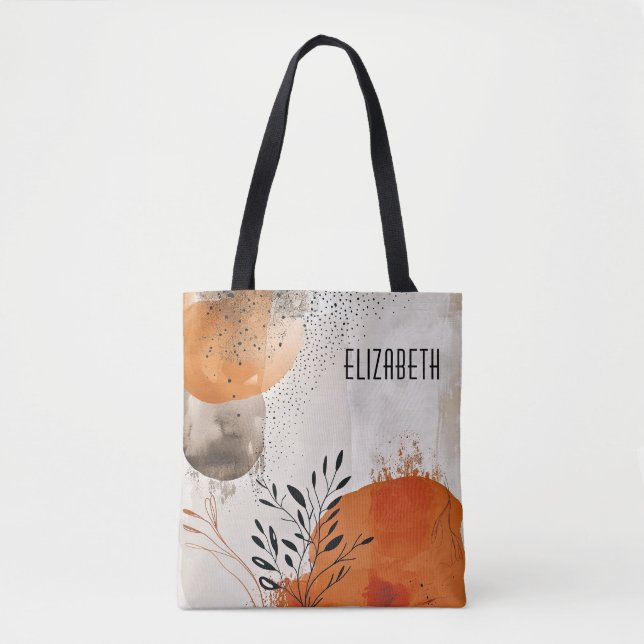 Abstract Boho Leaves Tote Bag (Front)