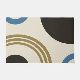 Abstract Boho Line Art Rings Gold Black Blue Doormat
